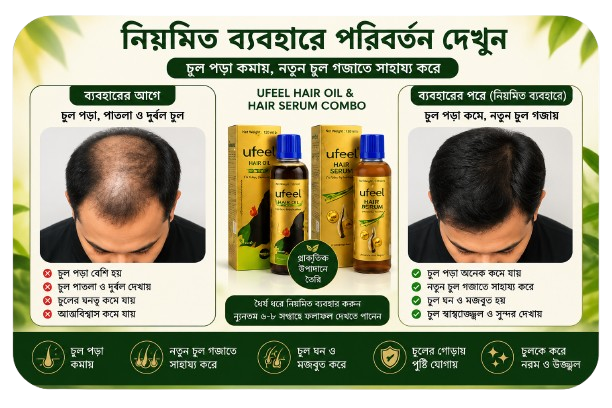 অর্গানিক হেয়ার অয়েল এবং হেয়ার সিরাম কম্বো